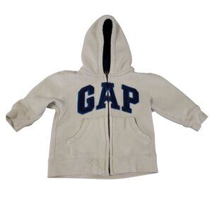 baby Gap White Long Sleeve Zip Up Logo Hoodie 2T